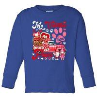 My Valentine Has Paws Couple Poodles On Pickup Gnomes Great Gift Toddler Long Sleeve Shirt