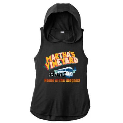 Martha's Vineyard Home Of The Illegals Funny Ladies PosiCharge Tri-Blend Wicking Draft Hoodie Tank