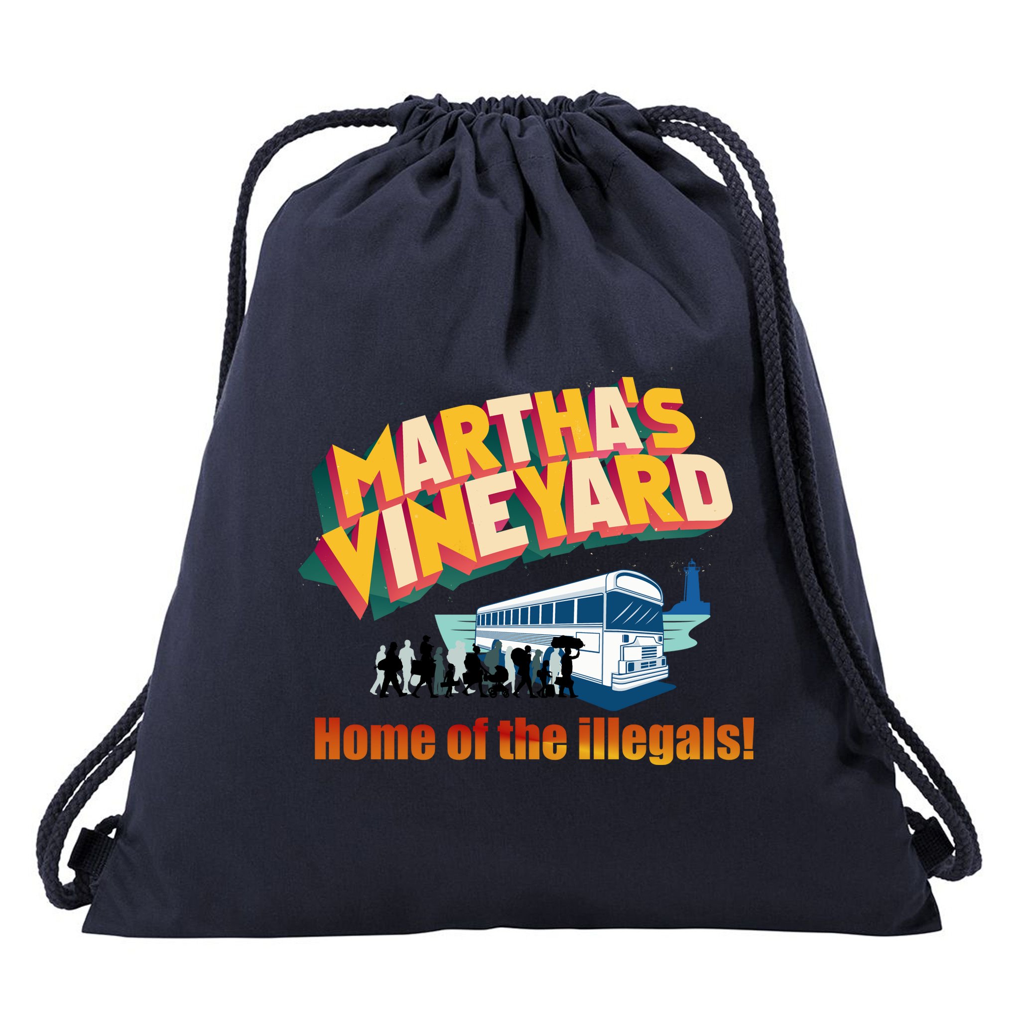 Martha's Vineyard Home Of The Illegals Funny Drawstring Bag