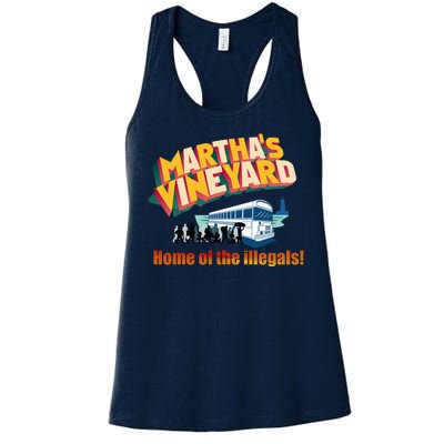 Martha's Vineyard Home Of The Illegals Funny Women's Racerback Tank