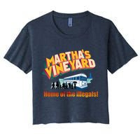 Martha's Vineyard Home Of The Illegals Funny Women's Crop Top Tee