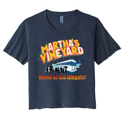 Martha's Vineyard Home Of The Illegals Funny Women's Crop Top Tee