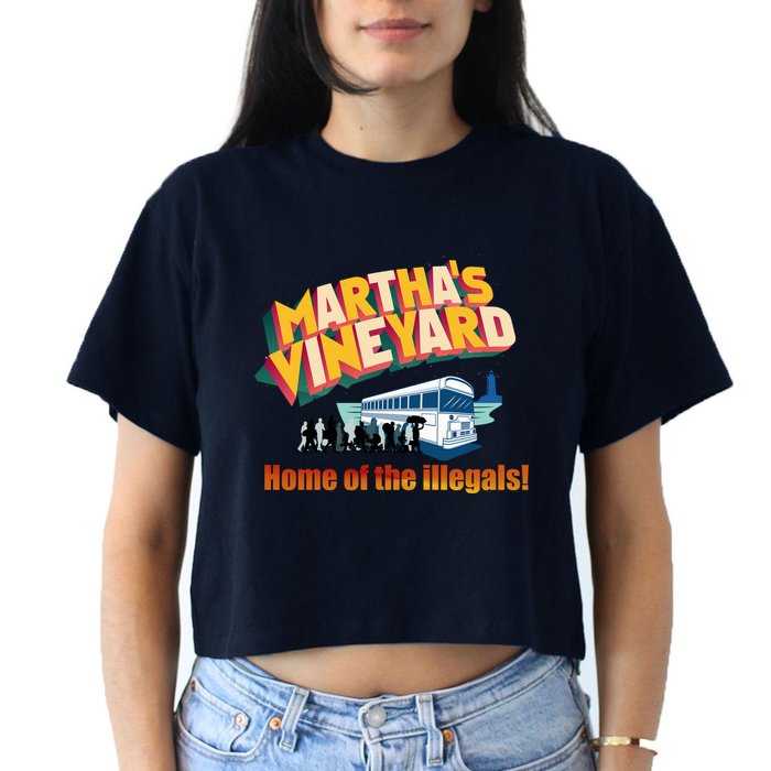 Martha's Vineyard Home Of The Illegals Funny Women's Crop Top Tee