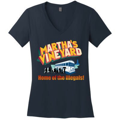 Martha's Vineyard Home Of The Illegals Funny Women's V-Neck T-Shirt