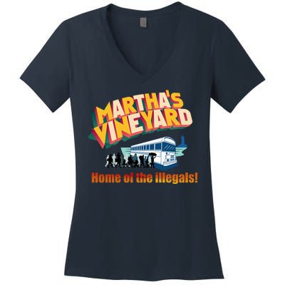 Martha's Vineyard Home Of The Illegals Funny Women's V-Neck T-Shirt