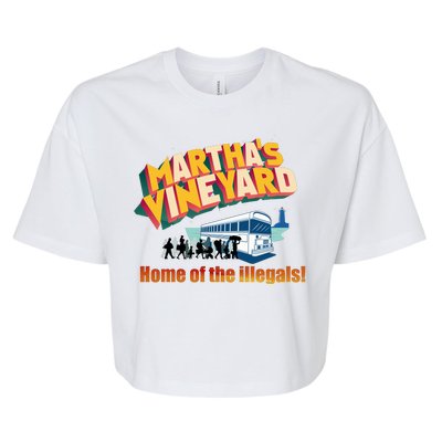 Martha's Vineyard Home Of The Illegals Funny Bella+Canvas Jersey Crop Tee