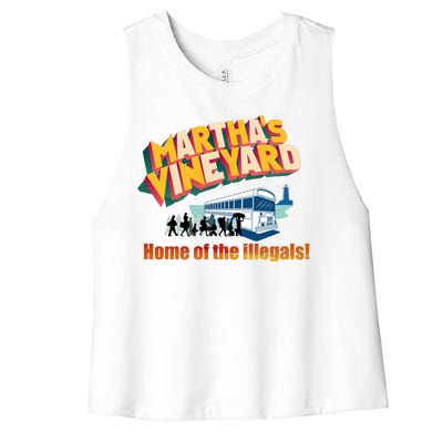 Martha's Vineyard Home Of The Illegals Funny Women's Racerback Cropped Tank