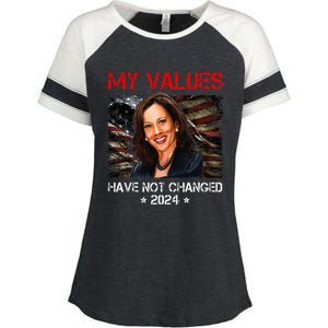 My Values Have Not Changed Kamala Harris 2024 Enza Ladies Jersey Colorblock Tee