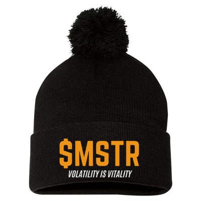 $Mstr Volatility Is Vitality Microstrategy Bitcoin Pom Pom 12in Knit Beanie