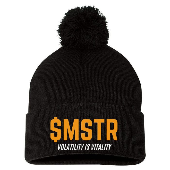$Mstr Volatility Is Vitality Microstrategy Bitcoin Pom Pom 12in Knit Beanie