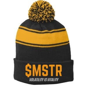 $Mstr Volatility Is Vitality Microstrategy Bitcoin Stripe Pom Pom Beanie