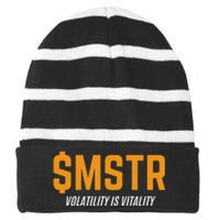 $Mstr Volatility Is Vitality Microstrategy Bitcoin Striped Beanie with Solid Band