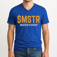 $Mstr Volatility Is Vitality Microstrategy Bitcoin V-Neck T-Shirt