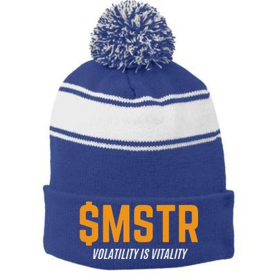 $Mstr Volatility Is Vitality Microstrategy Bitcoin Stripe Pom Pom Beanie