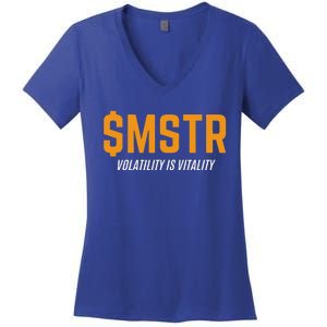 $Mstr Volatility Is Vitality Microstrategy Bitcoin Women's V-Neck T-Shirt