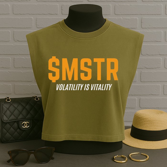 $Mstr Volatility Is Vitality Microstrategy Bitcoin Garment-Dyed Women's Muscle Tee