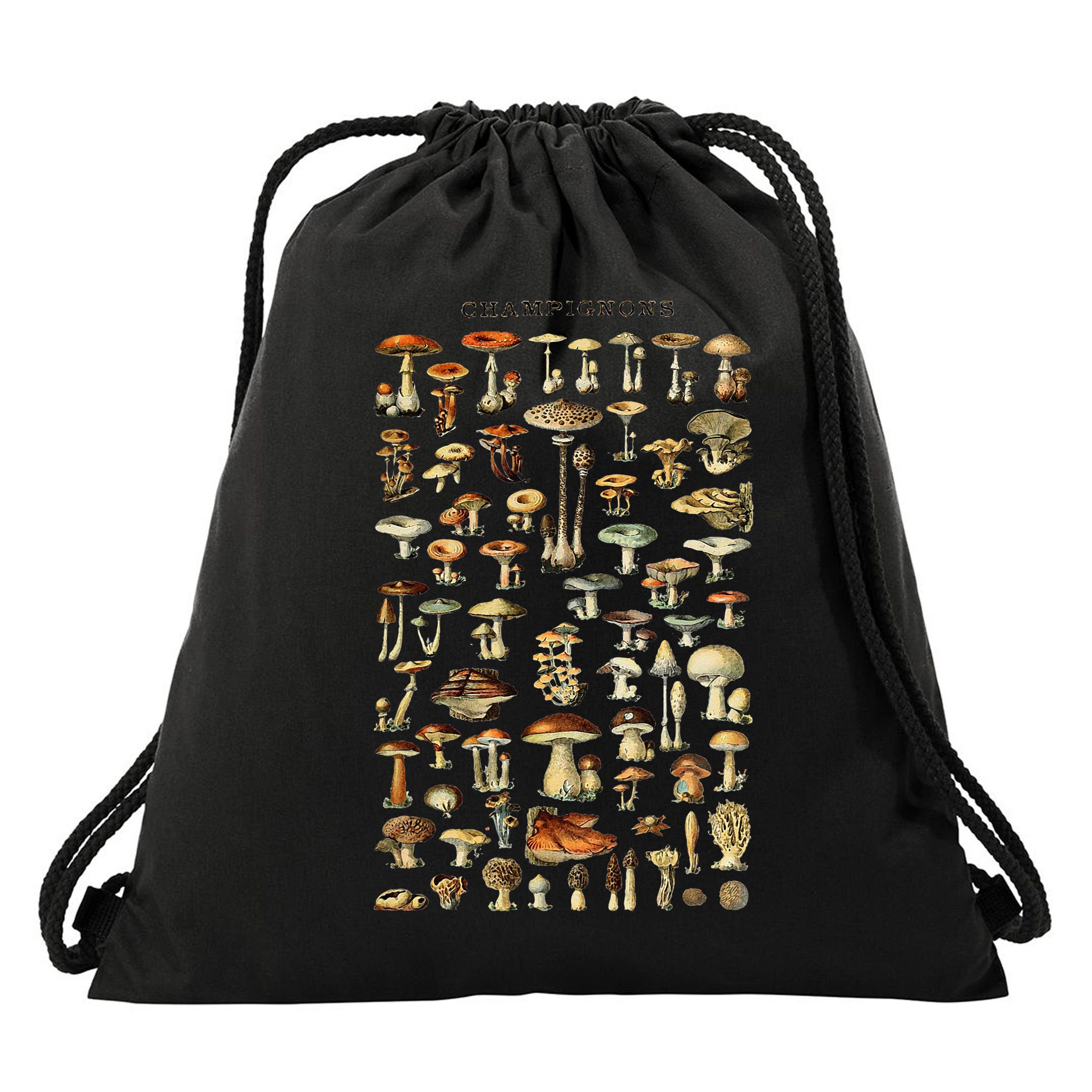 Mushroom  Vintage Mushroom Illustration Morel Hunter Drawstring Bag