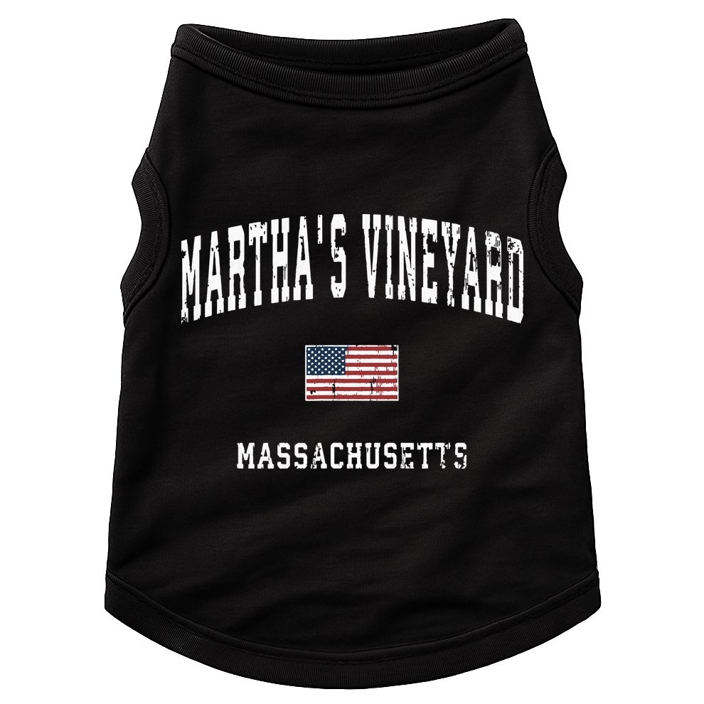 Marthas Vineyard Massachusetts Ma Vintage American Flag Doggie Tank