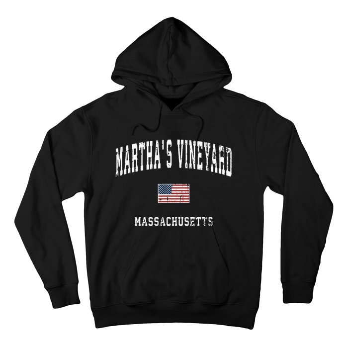 Marthas Vineyard Massachusetts Ma Vintage American Flag Hoodie