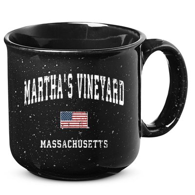 Marthas Vineyard Massachusetts Ma Vintage American Flag 15oz Campfire Ceramic Mug