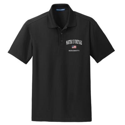 Marthas Vineyard Massachusetts Ma Vintage American Flag Dry Zone Grid Polo