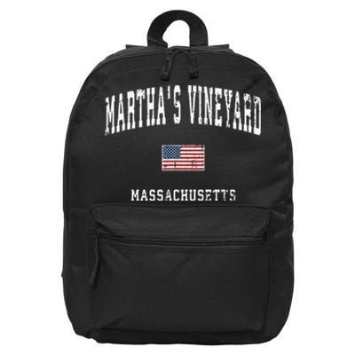 Marthas Vineyard Massachusetts Ma Vintage American Flag 16 in Basic Backpack