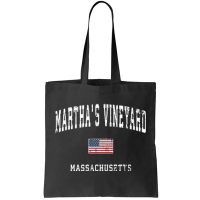 Marthas Vineyard Massachusetts Ma Vintage American Flag Tote Bag