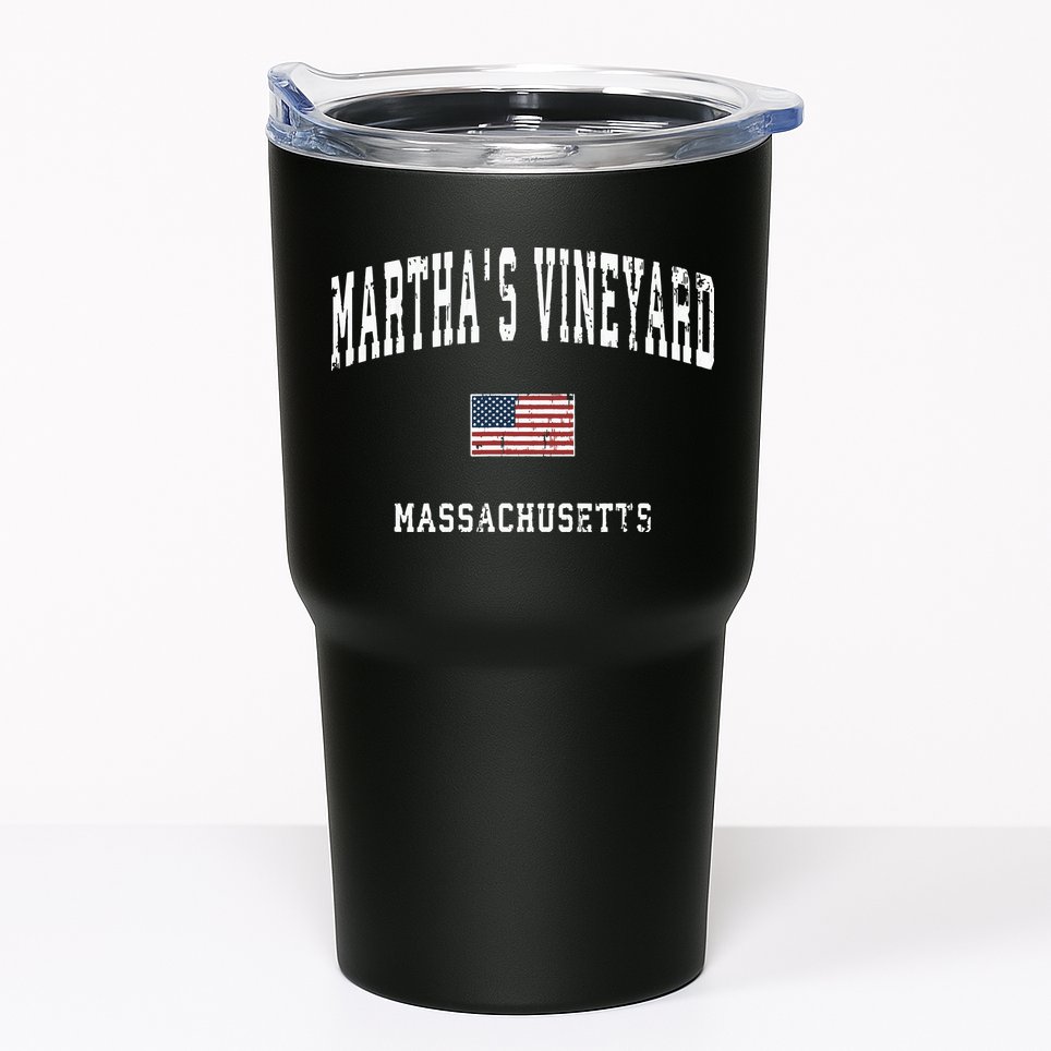 Marthas Vineyard Massachusetts Ma Vintage American Flag Tumbler