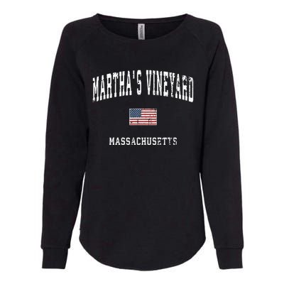 Marthas Vineyard Massachusetts Ma Vintage American Flag Womens California Wash Sweatshirt