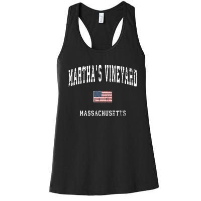 Marthas Vineyard Massachusetts Ma Vintage American Flag Women's Racerback Tank