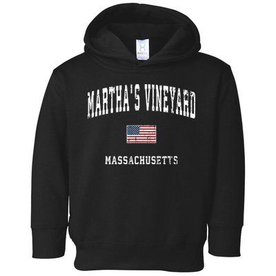 Marthas Vineyard Massachusetts Ma Vintage American Flag Toddler Hoodie