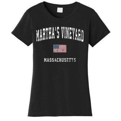 Marthas Vineyard Massachusetts Ma Vintage American Flag Women's T-Shirt