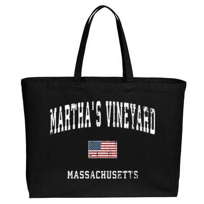 Marthas Vineyard Massachusetts Ma Vintage American Flag Cotton Canvas Jumbo Tote