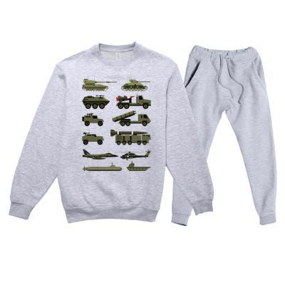 Military Vehicles Military Boy And Girl Tank Lover Premium Crewneck Sweatsuit Set