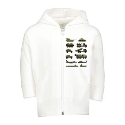 Military Vehicles Military Boy And Girl Tank Lover Toddler Zip Fleece Hoodie