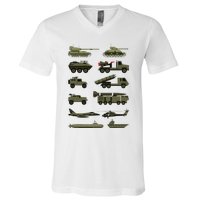 Military Vehicles Military Boy And Girl Tank Lover V-Neck T-Shirt