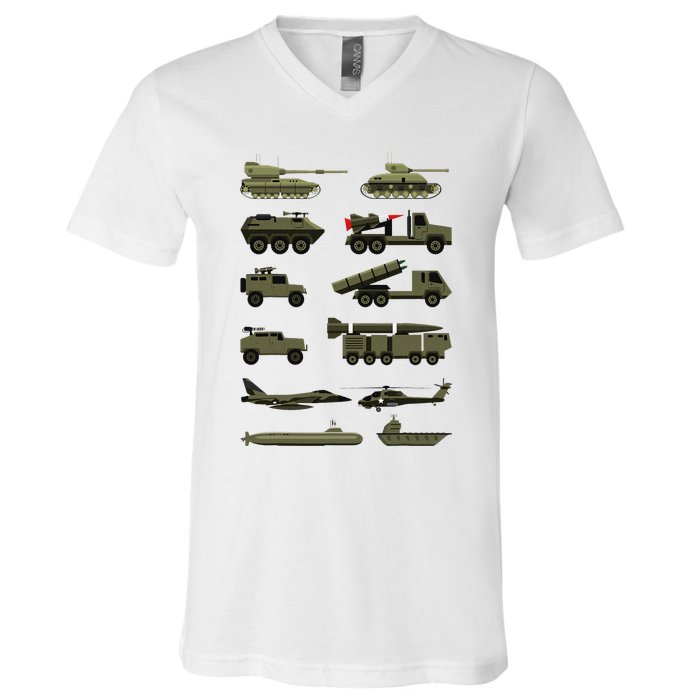 Military Vehicles Military Boy And Girl Tank Lover V-Neck T-Shirt