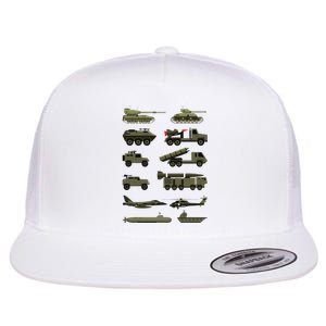 Military Vehicles Military Boy And Girl Tank Lover Flat Bill Trucker Hat