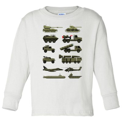 Military Vehicles Military Boy And Girl Tank Lover Toddler Long Sleeve Shirt