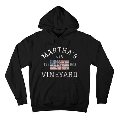 Martha's Vineyard Massachusetts American Flag USA Vintage Hoodie