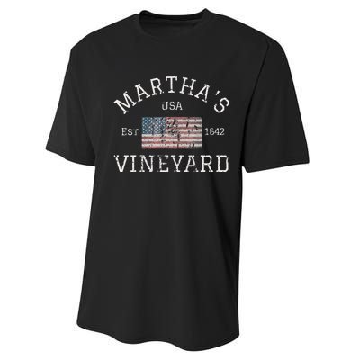 Martha's Vineyard Massachusetts American Flag USA Vintage Performance Sprint T-Shirt