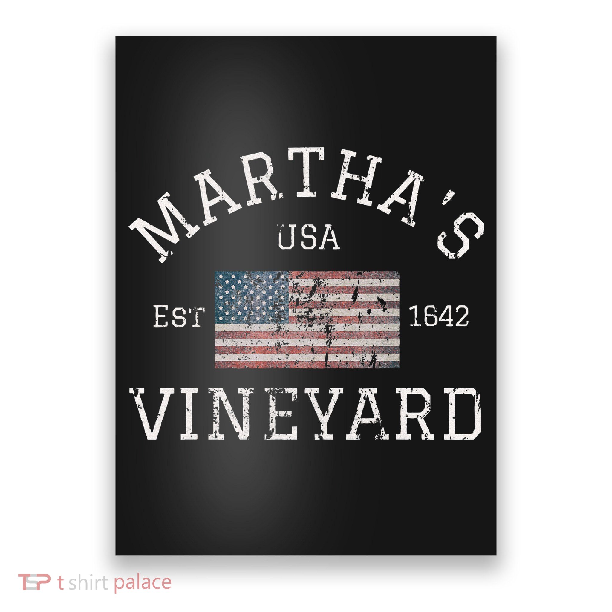 Martha's Vineyard Massachusetts American Flag USA Vintage Poster