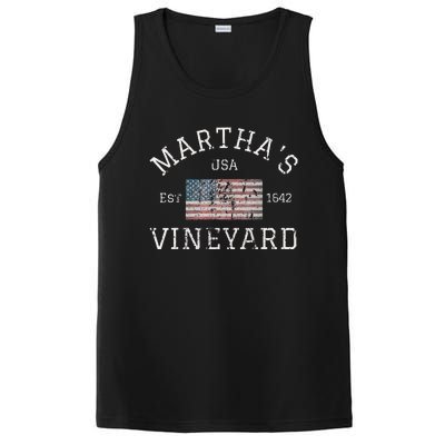 Martha's Vineyard Massachusetts American Flag USA Vintage PosiCharge Competitor Tank