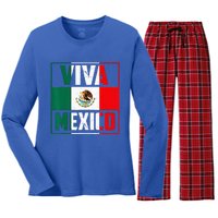 Mexican Viva Mexico Independence Day Flag Women's Long Sleeve Flannel Pajama Set 