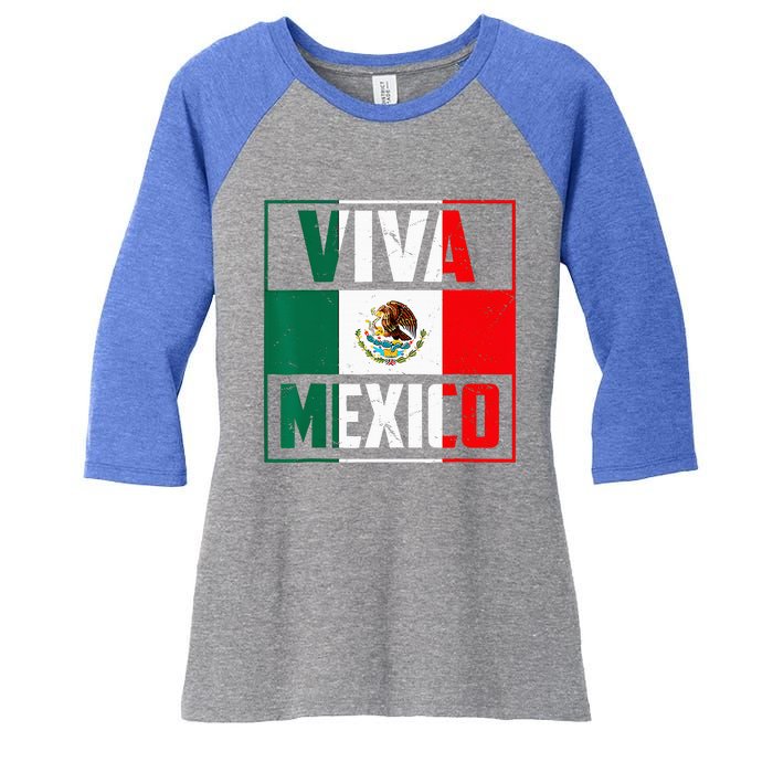 Mexican Viva Mexico Independence Day Flag Women's Tri-Blend 3/4-Sleeve Raglan Shirt