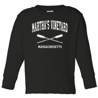 Marthas Vineyard Massachusetts Vintage Crossed Oar Toddler Long Sleeve Shirt