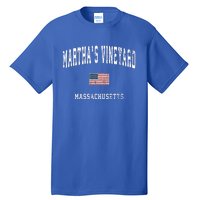 Marthas Vineyard Massachusetts Ma Vintage American Flag Tall T-Shirt