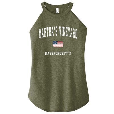 Marthas Vineyard Massachusetts Ma Vintage American Flag Women’s Perfect Tri Rocker Tank