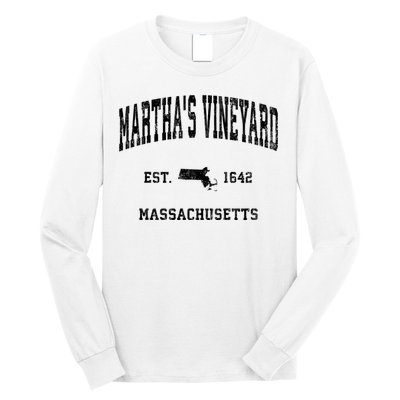 Marthas Vineyard Massachusetts Ma Vintage Established Athletic Long Sleeve Shirt