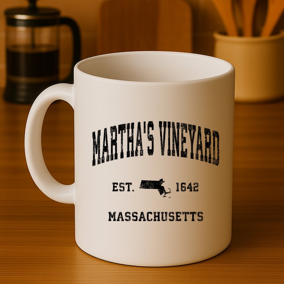 Marthas Vineyard Massachusetts Ma Vintage Established Athletic Mug